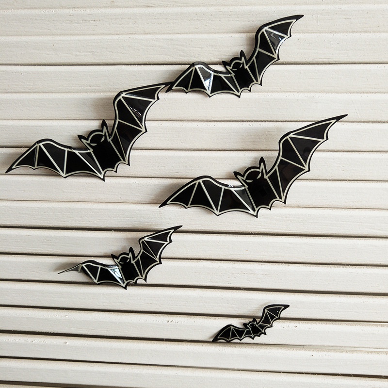 Miếng Dán Tường Dạ Quang 3D Bằng PVC Hình Con Dơi Mắt Ma Phát Sáng Trong Tối Trang Trí Phòng Khách / Halloween