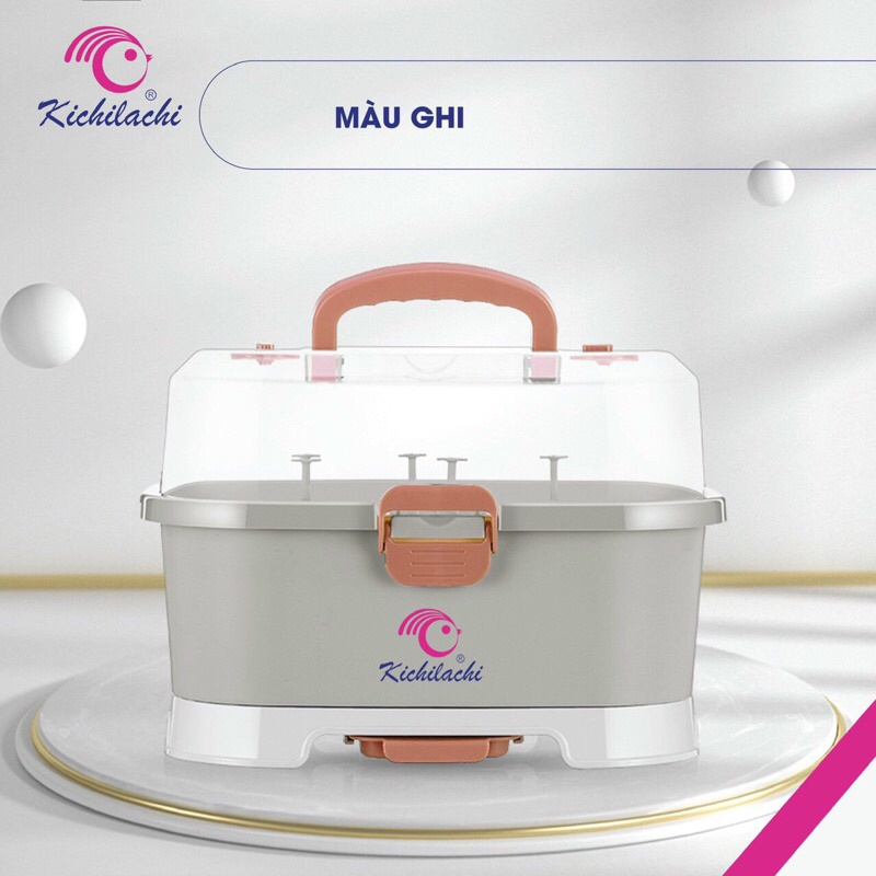 Giá úp bình sữa Kichilachi có nắp đậy và khay hứng nước