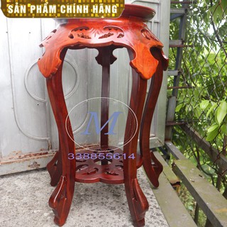 Đôn cong lá trầu gỗ gụ nội thất phong khách mặt 30 cm