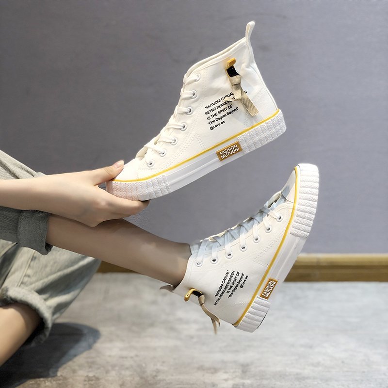 IELGY high-top canvas shoes women's white casual sports