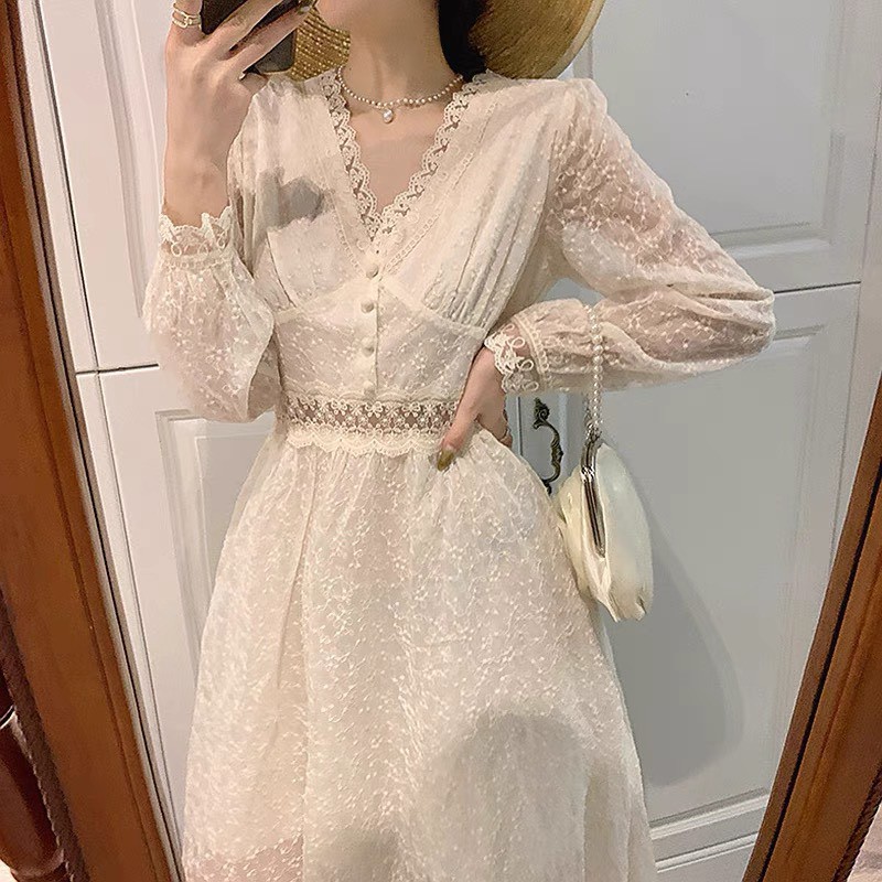 [Mã FATHANG5 giảm 10K đơn 50K] [HÀNG QCCC] - Váy ulzzang tiểu thư tay dài vintage - K05 - jannahouse | BigBuy360 - bigbuy360.vn