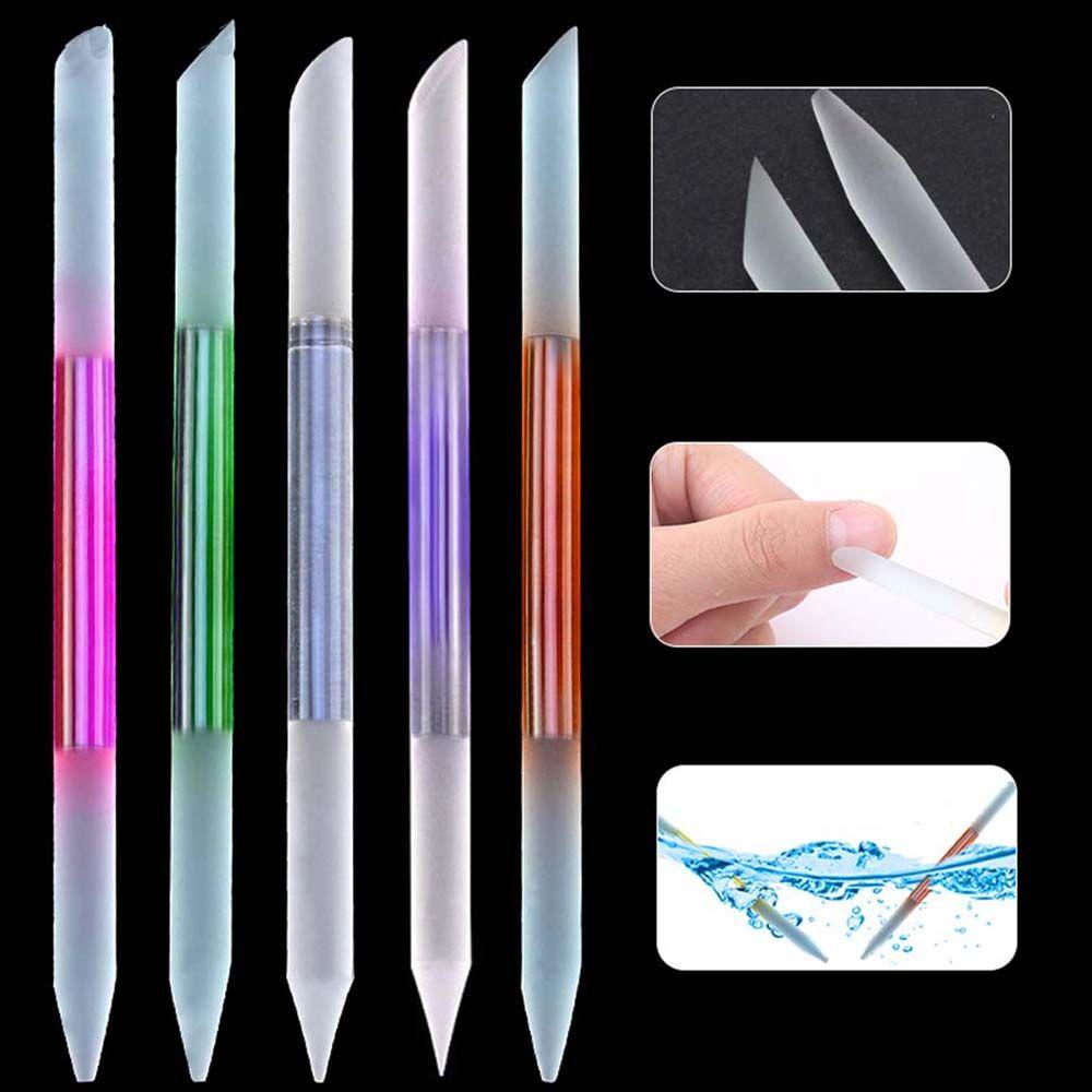 Dụng Cụ Đẩy Biểu Bì / Đánh Bóng Móng Tay Bằng Kính Màu Gradient Kích Thước Nhỏ Gọn Có Thể Tá