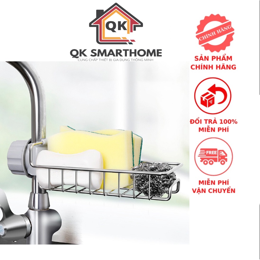 Giá Treo Vòi Đựng Đồ INOX Để Đồ Giẻ Rửa Chén Bát Thông Minh