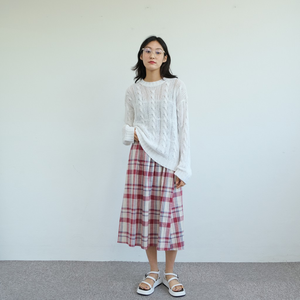 [gwilee] twisted summer knit - áo dệt kim họa tiết tay dài | BigBuy360 - bigbuy360.vn