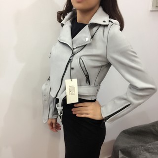 Áo Biker jacket Da lộn B S K 2017 (XÁM)