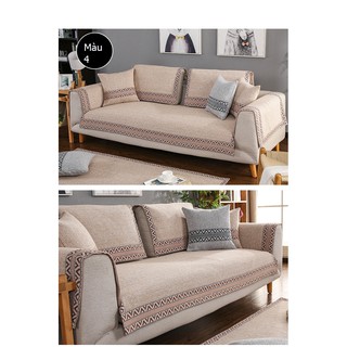 Thảm trang trí, thảm đa năng, 100% cotton, họa tiết vải lanh pha cotton sang trọng 2