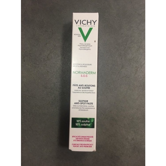 GEL GIẢM MỤN CHUYÊN BIỆT DÀNH CHO CÁC ĐÓM MỤN VICHY NORMADERM S.O.S SULPHUR ANTI SPOT PASTE 20G CHÍNH HÃNG - 10671