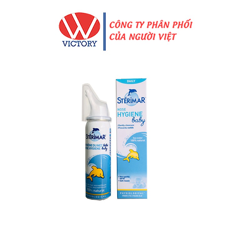 Xịt mũi cho trẻ sơ sinh Sterimar Nose Hygiene baby chai 50ml/ xịt mũi cá heo vàng - Victory Pharmacy