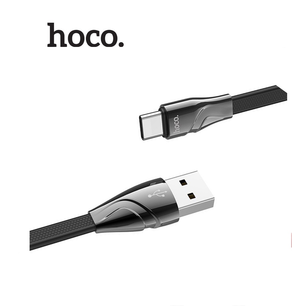 Cáp sạc 2.4A Hoco U57 Type-C dây TPE dẹp truyền dữ liệu cho Android dài 120CM ( Đen)