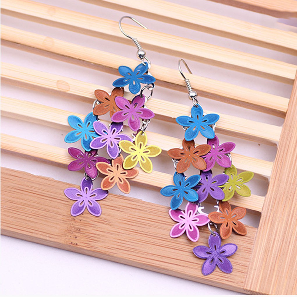 Khuyên tai dáng dài thiết kế hoa nhỏ cực duyên dáng