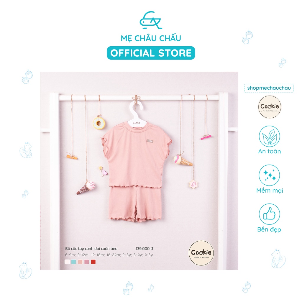 Bộ Quần Áo Cộc Tay Cookie Cánh Rơi Cuốn Bèo