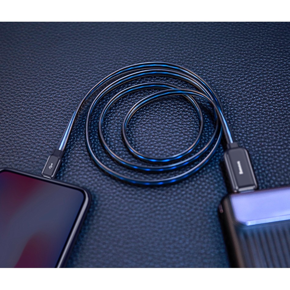 Cáp sạc có đèn Led phát sáng cực đẹp Baseus chuẩn dành cho các đời iphone có thể truyền data chuẩn