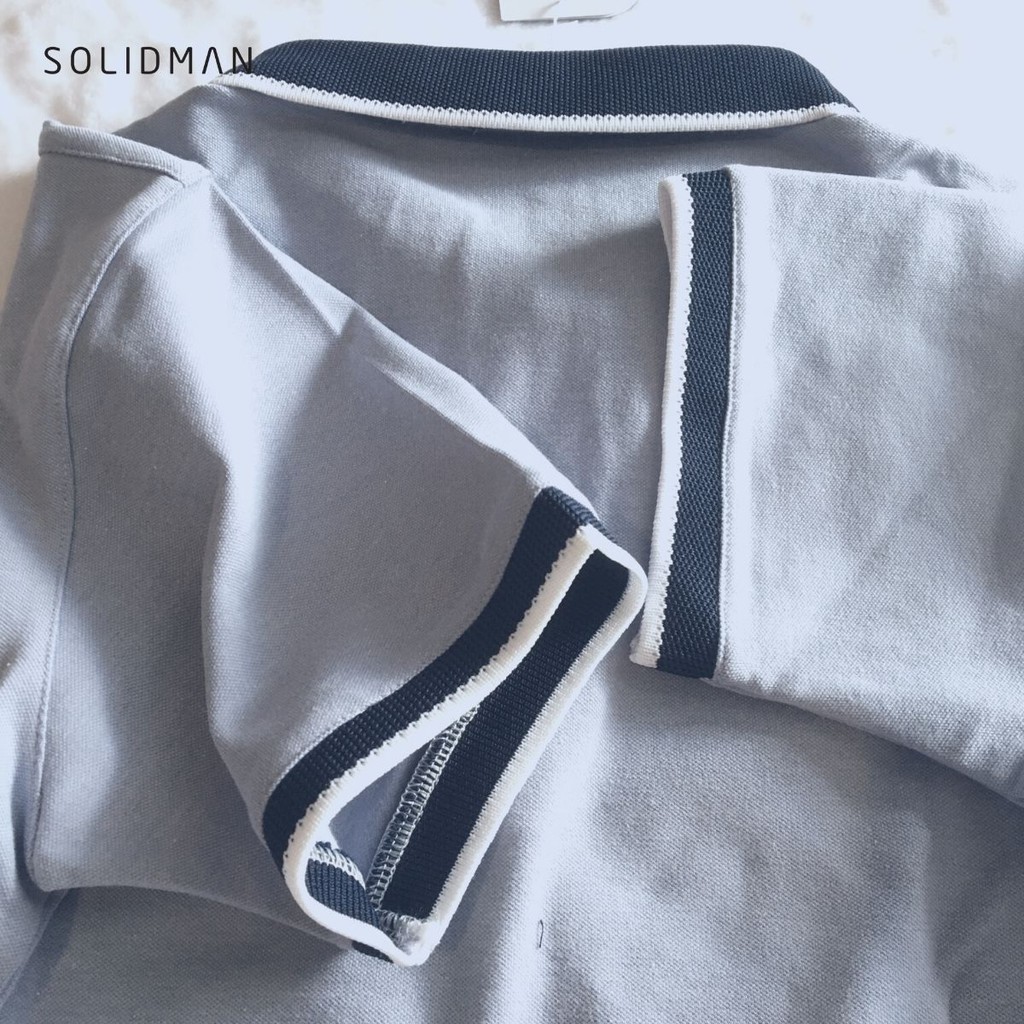 Áo Polo nam SOLIDMAN Form cổ bẻ chỉnh chu màu XANH viền TRẮNG lịch lãm, chất thun cotton cvc đàn hồi cao, hút mồ hôi tốt | BigBuy360 - bigbuy360.vn