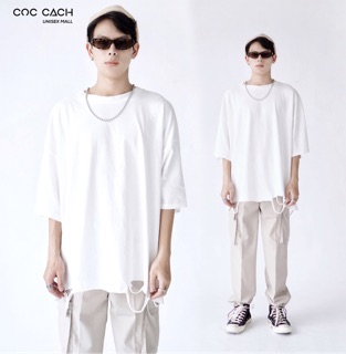 UNISEX Áo phông basic rách gấu TSS971