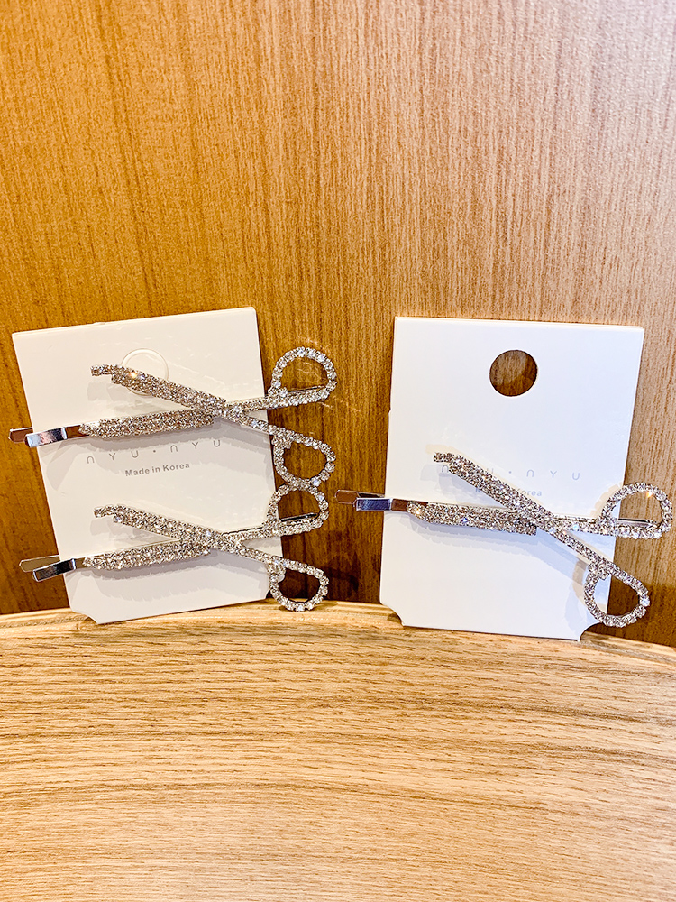 Kẹp tóc hình cây kéo đính đá lấp lánh phong cách Hàn Quốc