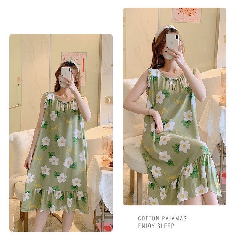 Váy đuôi cá dáng dài cho nữ, váy sát nách nhún bèo vải lanh mềm mát, họa tiết trẻ trung, freesize 45 - 75 kg