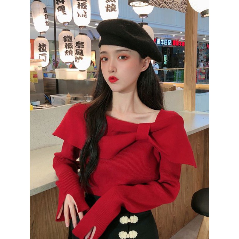 (Order)  Áo len cổ nơ 🎀