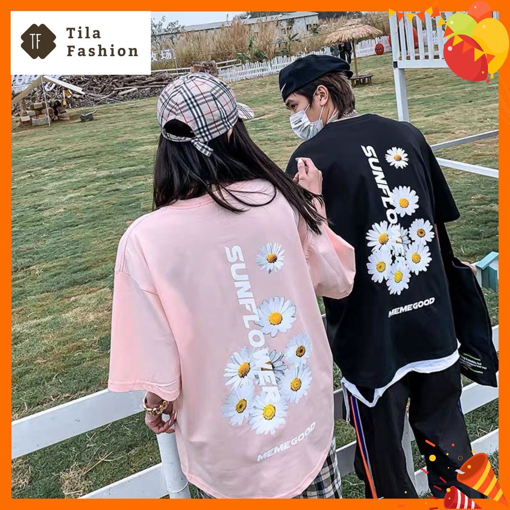 Áo Thun Tay Lỡ Unisex Cúc Họa mi sunflower | BigBuy360 - bigbuy360.vn
