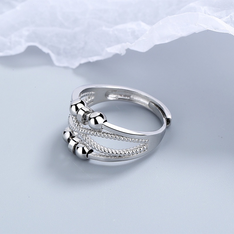 Nhẫn Hở Màu Bạc Cổ Điển Có Thể Điều Chỉnh Giảm Căng Thẳng Thời Trang Unisex