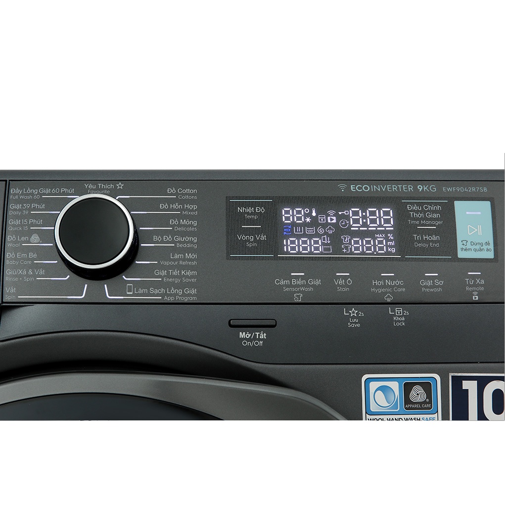 Máy giặt Electrolux Inverter 9 kg EWF9042R7SB - BẢO HÀNH CHÍNH HÃNG 2 NĂM HỖ TRỢ TẬN NHÀ
