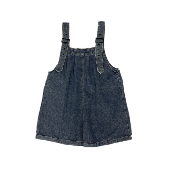 [Có sẵn] Quần yếm jeans short ống rộng phối túi hông Hàn Quốc