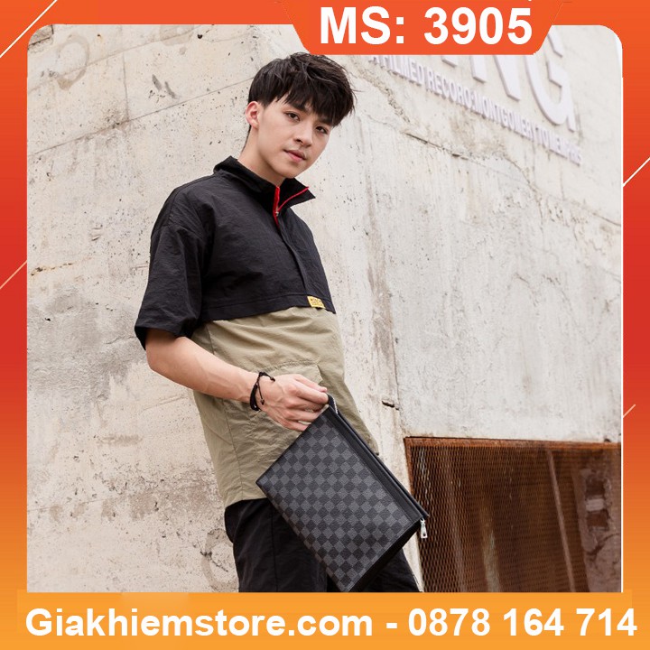 Túi Ví Cao Cấp Bằng Da Elemich [MS:3905] Màu Nâu Đen Kẻ Caro Của Gia Khiêm Store