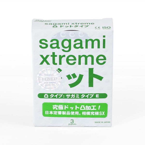 Bao Cao Su Có Gai ,Siêu Mỏng Sagami Xtreme Green (Hộp 10 cái) -Tặng kèm 1h bao 3 chiếc  Sagami Xtreme - hàng chính hãng