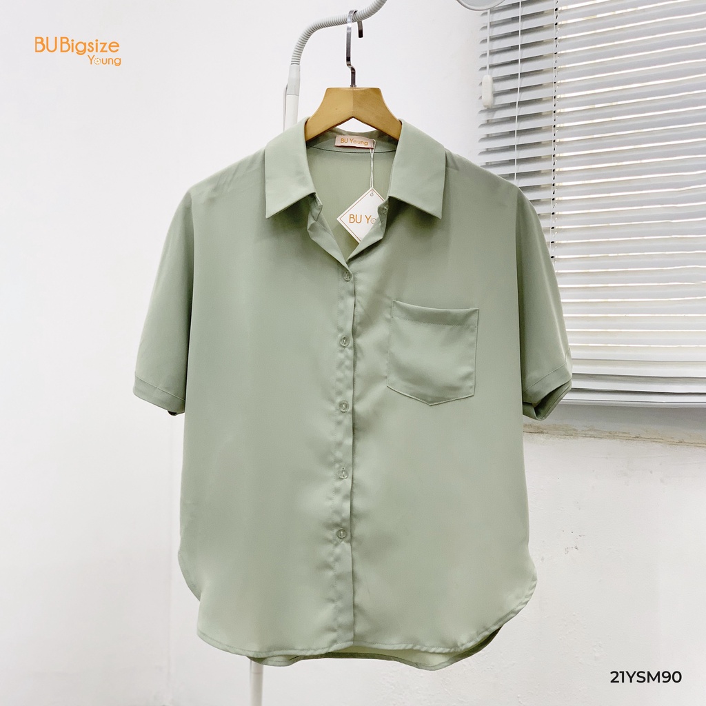 Áo sơ mi nữ tay ngắn đuôi tôm BIGSIZE  - 21YSM90 - BU Bigsize Young