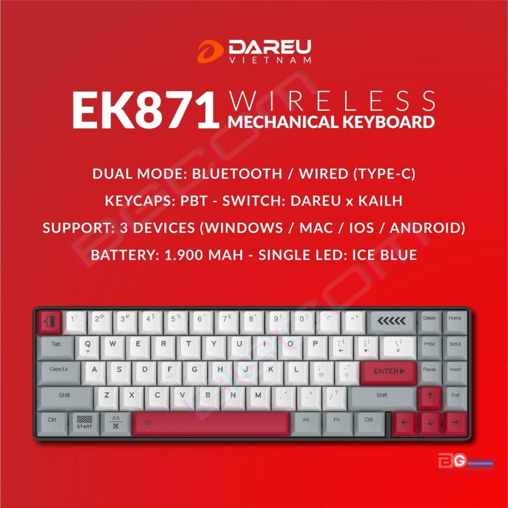 Bàn phím cơ không dây DAREU EK871| EK868| EK861  - Mai Hoàng