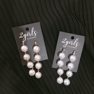 Bông tai chuỗi hạt ngọc trai nhân tạo đeo là xinh