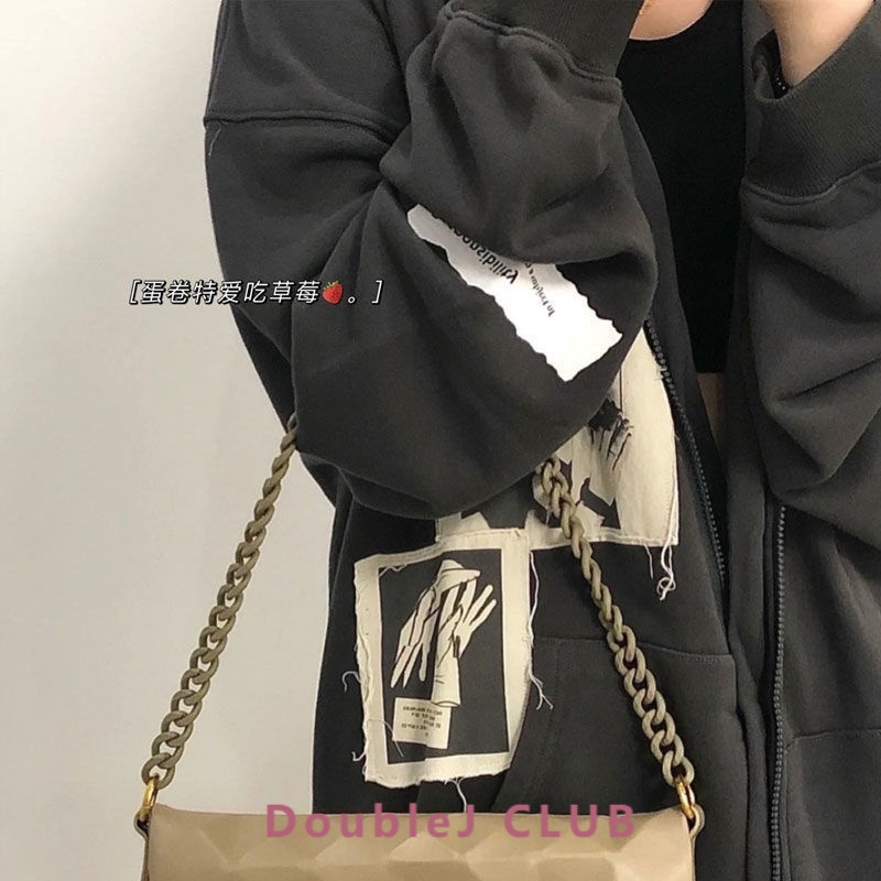 Áo Khoác Hoodie Dáng Rộng Phối Khóa Kéo Kiểu Vintage Đường Phố Mỹ Cá Tính Cho Nữ | BigBuy360 - bigbuy360.vn