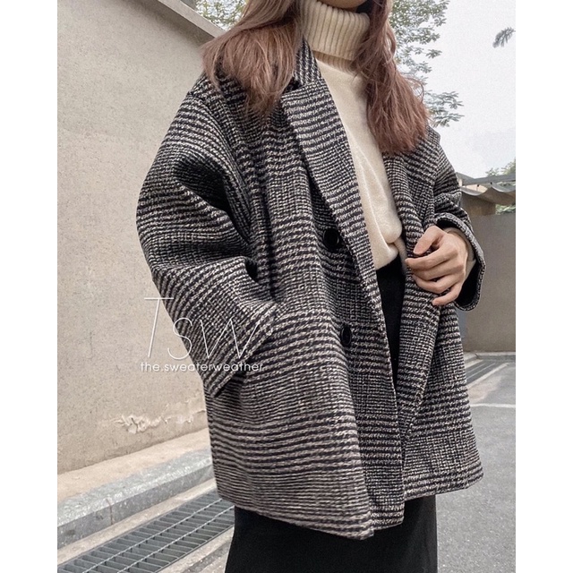 Áo Dạ Kẻ Dáng Dài/Ngắn Style Hàn Quốc | BigBuy360 - bigbuy360.vn