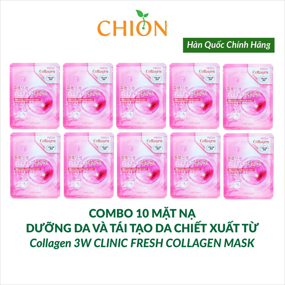 Bộ 10 gói mặt nạ dưỡng da và chống nhăn 3W Clinic Fresh Red Ginseng Mask Sheet 23ml X 10 - Hàn Quốc Chính Hãng