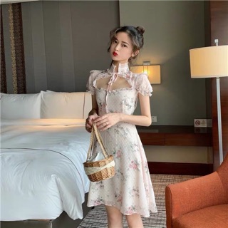 (Order 10-12 ngày) Sườn xám hồng cách tân