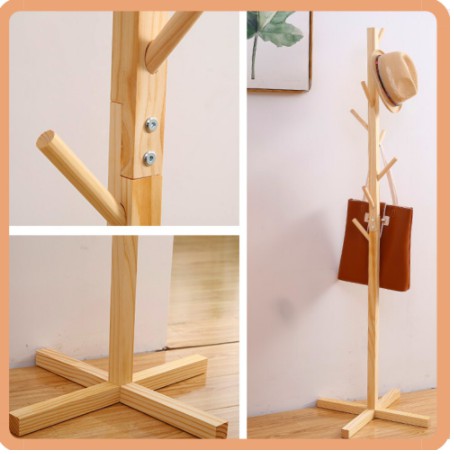 Cây Treo Quần Áo Bằng Gỗ Thông Standing Hanger - Kệ Sào Treo Đồ Đứng Nội Thất Phong Cách Hàn Quốc