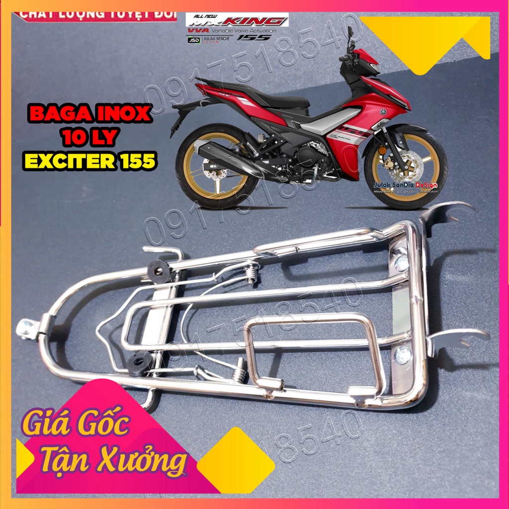 Baga Exciter 155 - Ex 155 Mẫu 10 Ly iNox Dầy Dặn Cứng Cáp (Ảnh Sp thật)