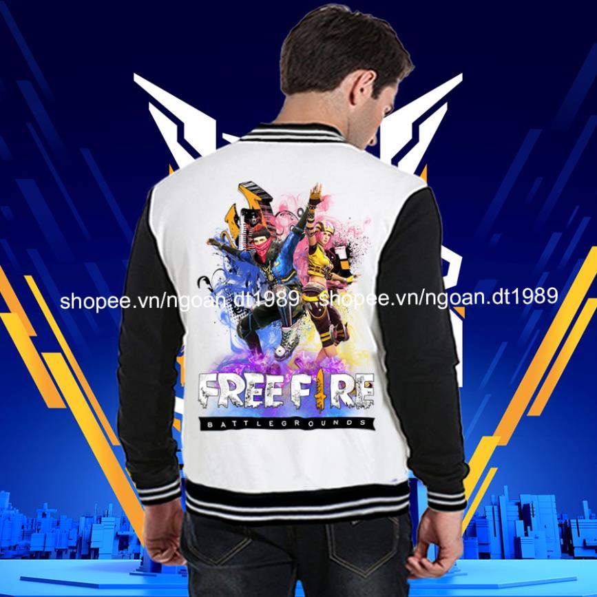 Áo FF - Áo Khoác Free Fire Ngổ Ngáo Màu Trắng Tay Đen