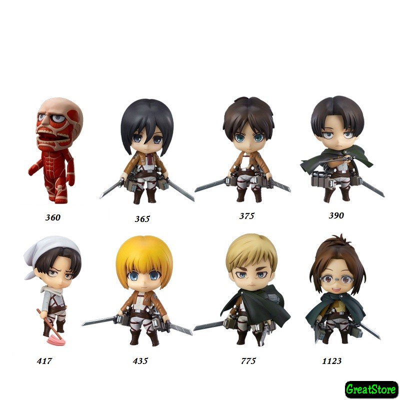 (SẴN ) MÔ HÌNH Atack on Titans Q SIZE MIKASA 365,Eren 375, LEVI 390 417,Armin Arlert 435,ERWIN SMITH 775, Hange Zoë 1123
