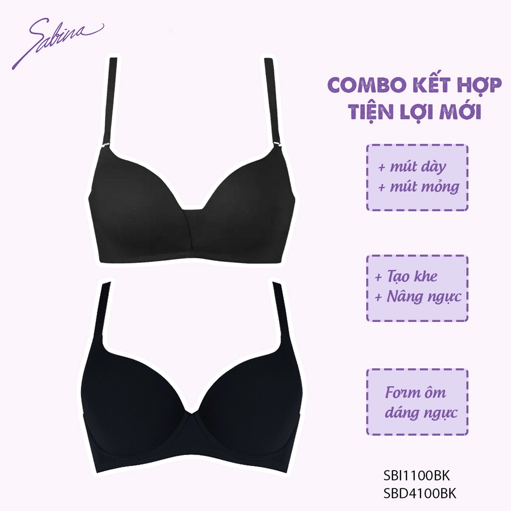 Combo 2 Áo Lót Nữ Mút Mỏng và Mút Dày Vừa By Sabina SBD4100+SBI1100