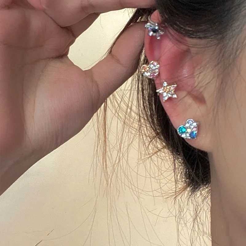 Bông Tai Dạng Kẹp Đính Kim Cương Giả Kiểu Hàn Quốc Cho Nữ