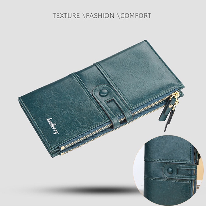 Ví Nữ Dáng Dài Cầm Tay Cao Cấp Baellerry Nhiều Ngăn Thời Trang Đựng Tiền Có Cúc Bấm