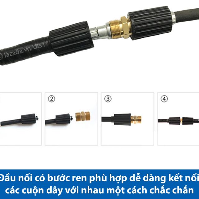 Khớp nối đồng giữa 2 dây xịt rửa xe cao áp ren 22