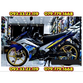 Tem Rời Exciter 135 Mx Trắng Xanh Gp - Có Tem Decal Dán Mặt Nạ Trước