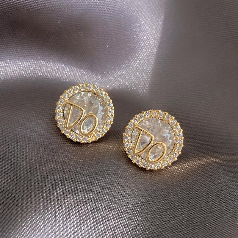 Khuyên Tai Chữ Cái Đính Đá Zircon Phong Cách Hàn Quốc