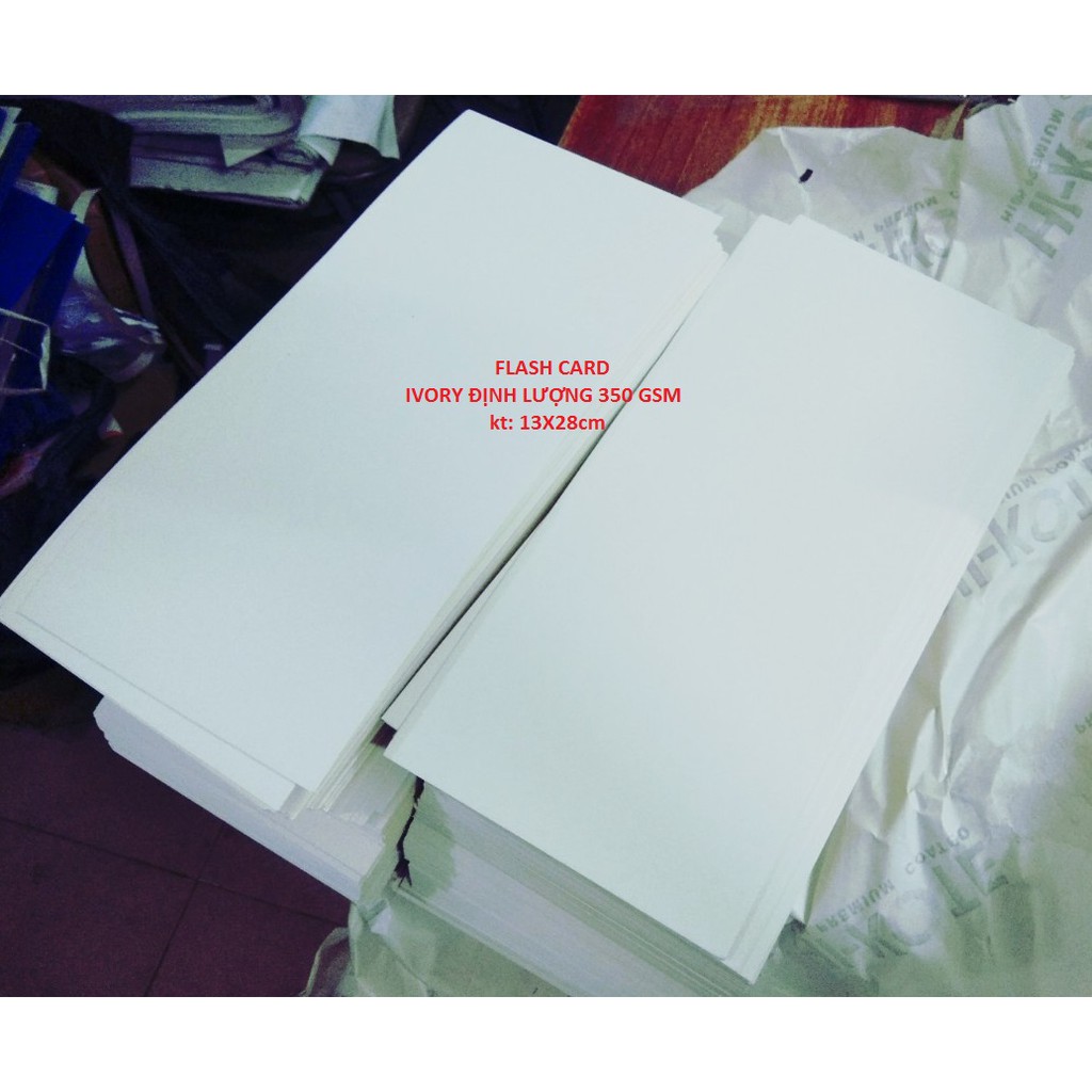 100 tờ Flash card trắng Ivory ĐL 350gsm kt 15x45cm