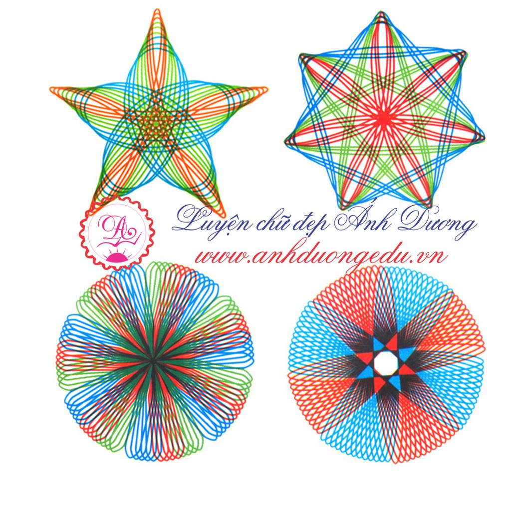 Bộ 28 thước vẽ tranh Ánh Dương Spirograph sáng tạo nhiều màu tăng khả năng ghi nhớ