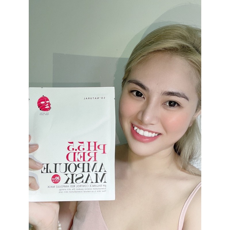 Mặt Nạ Cấp Ẩm Cân Bằng Da Cho Da Mụn, Sần Sùi So Natural PH 5.5 Red Ampoule Mask l Nhập Khẩu Chính Hãng Hàn Quốc