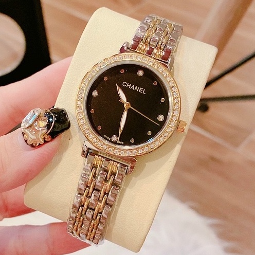 Đồng Hồ Nữ Chanel Đeo Tay Thời Trang Dây Kim Loại Thép Không Gỉ Chống Nước Cao Cấp