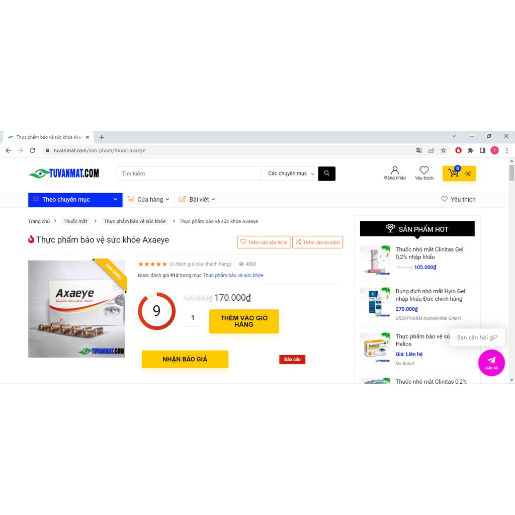 Thực phẩm bảo vệ sức khỏe Axaeye - Dành cho đôi mắt của bạn