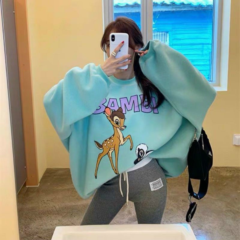 Áo sweater unisex form rộng Couple In hình Chú Huơu nam nữ phong cách